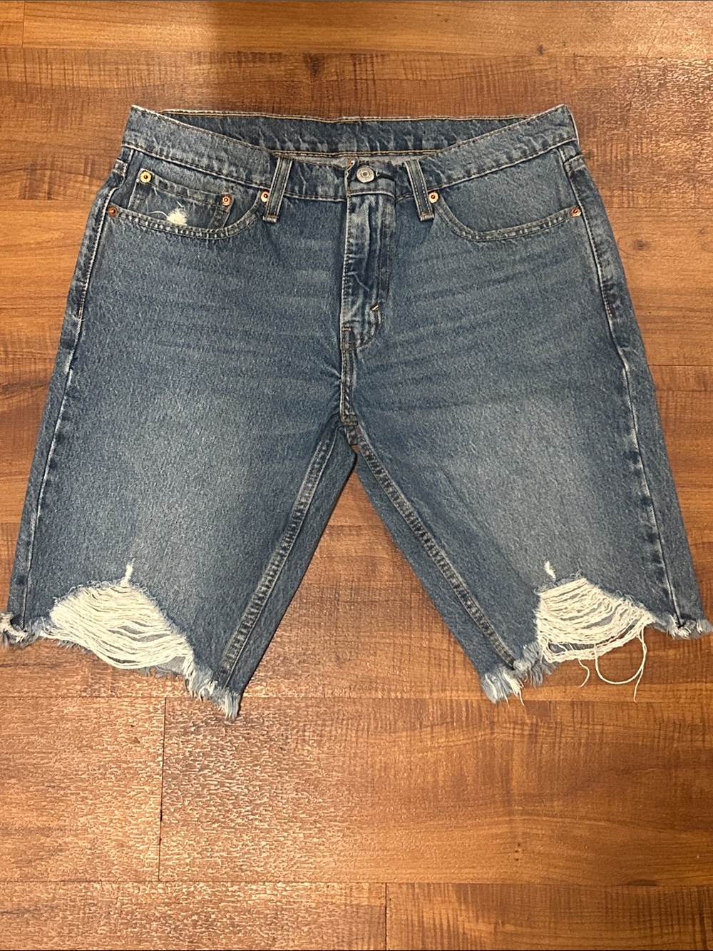 Levi's Distressed Blue Denim Cutoff Shorts